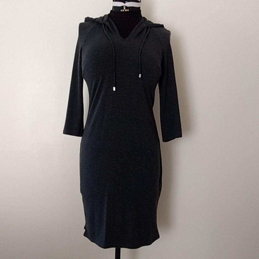Dark gray hooded dress